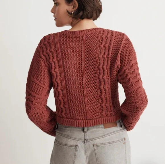 Madewell Crochet Crop Knit Sweater - XL - Picture 2 of 7